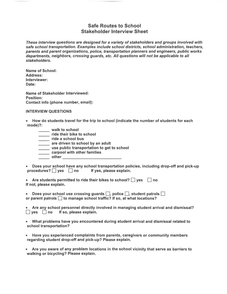 SRTS Stakeholder interview 1